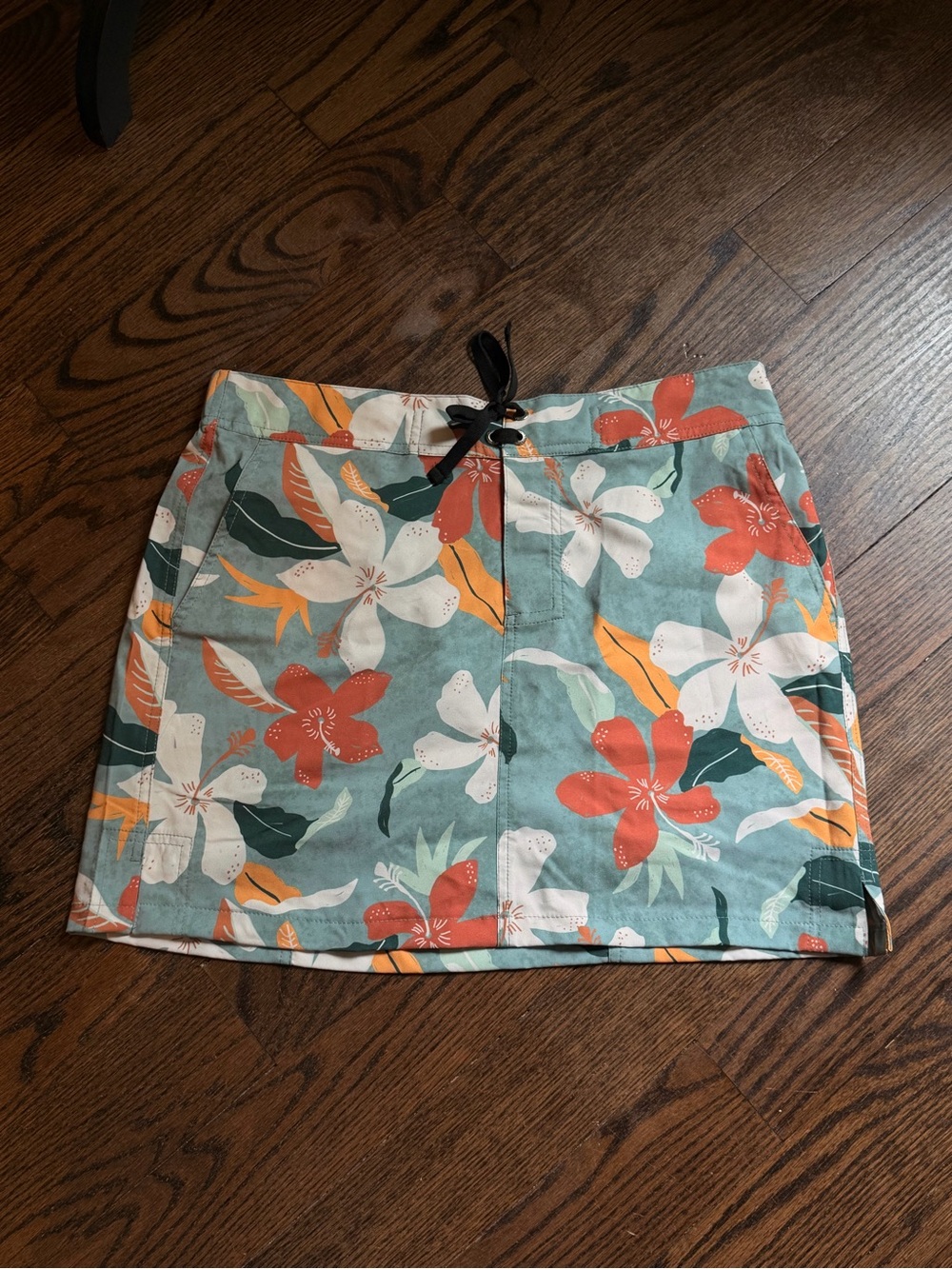 Ripskirt Hawaii Floral Mini Skirt in Teal, Coral, White and Yellow